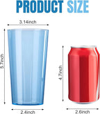Liacere Plastic Drinking Glasses (Set of 12) 18 oz Highball Blue Reusable Plastic Glasses Colors，Kitchen Water Glasses Cup, Bar Tumbler Glassware Set for Beer, Juice, Cocktail, Whiskey, Milk