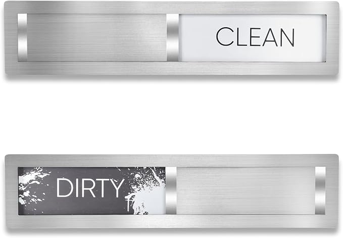 Clean Dirty Magnet for Dishwasher, Premium Stainless Steel, Dirty/Clean Speckled Design, Durable Magnet & Clear Indicators with Extra Tape (Silvery-Gray-01)