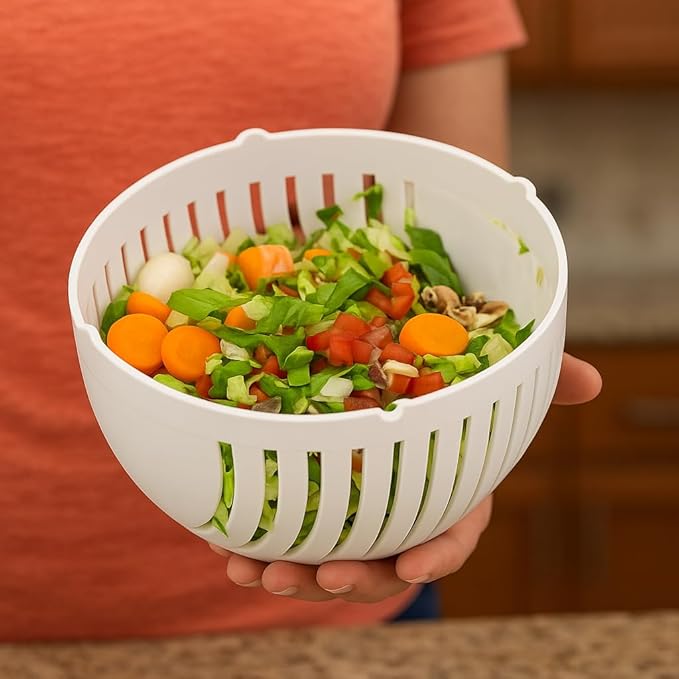 Salad Cutter Bowl and Chopper In One Fruit Vegetable Chopper, Chop Fresh Vegetables and Fruits in Seconds BPA Free Make Healthy Foods in a Minute