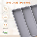 Lifewit Utensil Organizer for Kitchen Drawer, Expandable Cooking Silverware Tray, Adjustable Cutlery Flatware Holder, Plastic Spatula Tools Storage Divider, 14.4 x 15.8", Gray