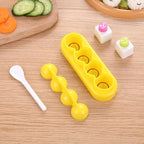 Cabilock Rice Ball Making Kit with Seaweed Embossing Mold and Spoon Kids Diy Sushi Mold Set Creative Rice Shaper for Lunch Boxes Non-Stick Kitchen Gadget