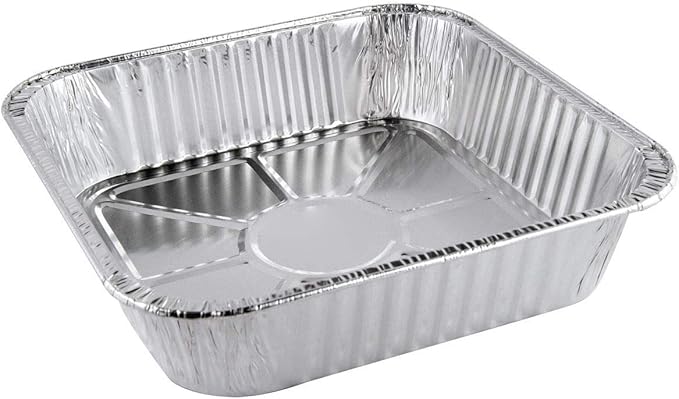 8x8 Disposable Aluminum Pans With Lids - 50 Pack Foil Pans For Cooking, Baking Cakes, Roasting & Homemade Breads - Disposable Food Containers With Foil Lids