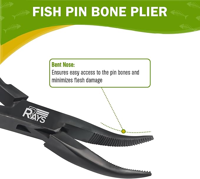 Fish Bone Pliers/Tweezers – Ergonomic Non-Slip Grip, Food-Grade Stainless Steel Deboner | Pin Bone Remover for Salmon, Trout & All Fish