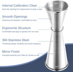 Briout Jigger for Bartending, 2Pcs Double Cocktail Jigger Japanese Premium 304 Food Grade Stainless Steel Jigger 2 OZ 1 OZ with Measurements Inside, Silver