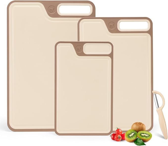 4 Piece Plastic Cutting Board Set for Kitchen Dishwasher Safe,Food Safety, Non-Slip Design, Ideal for Meat and Vegetable Prep
