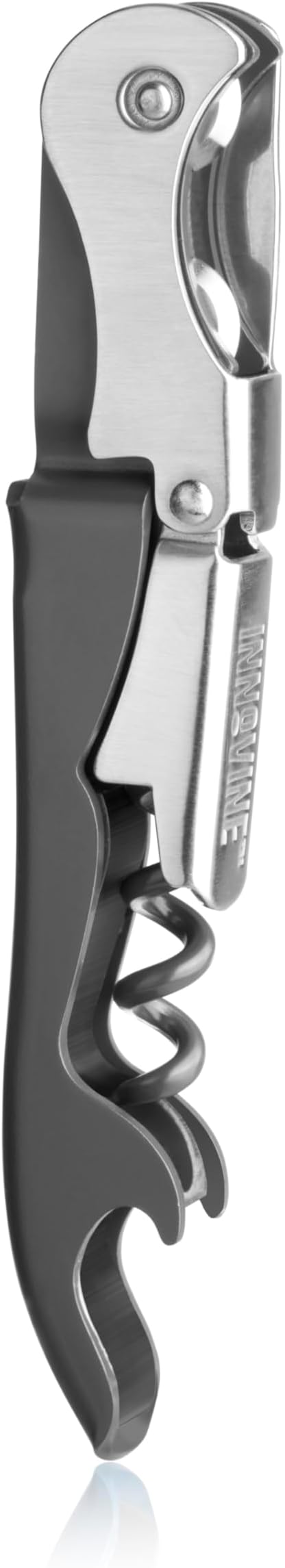 Innovine Double Hinge Corkscrew, Stainless Steel Wine Opener with Dual Leverage and Built-In Foil Cutter, Perfect for Home Bar, Travel, Camping, Picnic, Outdoor Party, Set of 1, Graphite