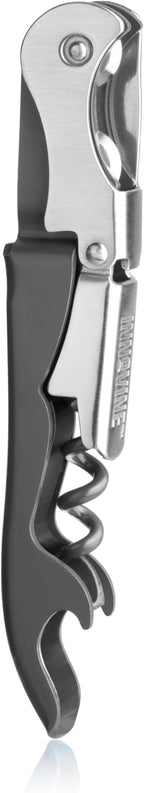 Innovine Double Hinge Corkscrew, Stainless Steel Wine Opener with Dual Leverage and Built-In Foil Cutter, Perfect for Home Bar, Travel, Camping, Picnic, Outdoor Party, Set of 1, Graphite