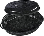 Granite Ware 15-Inch Covered Oval Roaster - Enamel Steel Basic Cookware, Nonstick & Chemical-Free, Dishwasher Safe - 10 Lb Capacity, Large Roasting Pan for Meats, Poultry, Vegetables (Speckled Black)