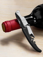 CORKAS Wine Key - Professional Handcrafted Heavy Duty Waiter Corkscrew, Compact Wine Opener with Double Hinged, Foil Cutter and Bottle Opener, Gifts for Servers, Sommelier, Bartenders - Black