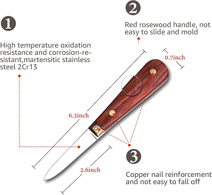 Oyster Shucking Knife,Oyster Knife,SPEENSUN Full Tang Not Easy to Break And Bend,More Secure with Oyster Shucking Glove ( 2Knife And 1Glove M )