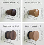 2 PCS Retro Magnetic Hooks, Wrought Iron Wooden Ball Hooks, Creative Punch-Free Storage for Refrigerators, Metal Doors, and Lockers (Beech Wood,L)
