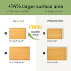 Keechee 2Pcs Cutting Board with Non-slip Mat, Bamboo Cutting Boards for Kitchen Meal Prep & Serving - Wood Serving Board Sets with Deep Juice Groove Ideal Kitchen Gifts