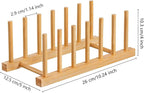 HBlife Bamboo Dish Plate Bowl Cup Book Pot Lid Cutting Board Drying Rack Stand Drainer Storage Holder Organizer Kitchen Cabinet（Keep Dry）
