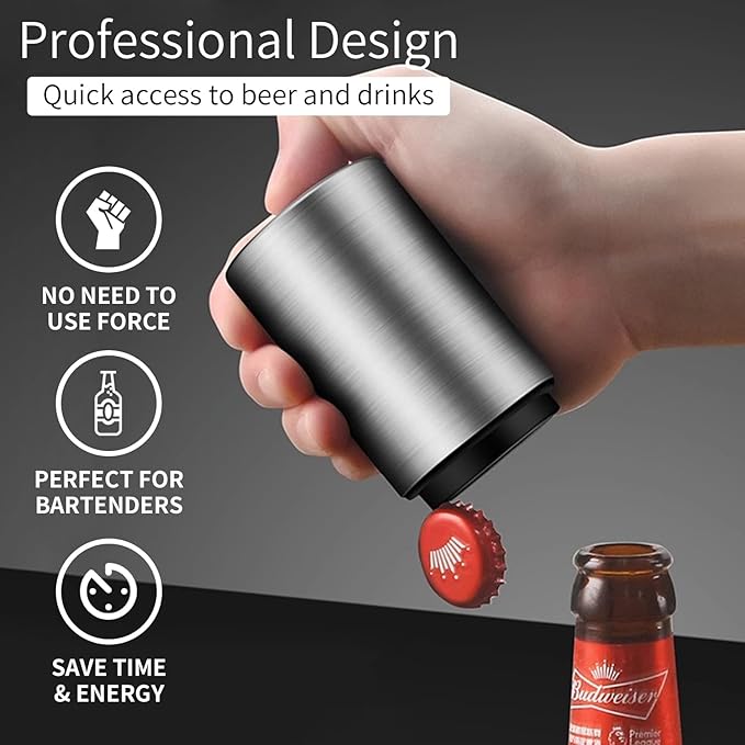 Destapadores De Cerveza Automatic Bottle Opener Premium Beer Bottle Opener Bottle Openers for Seniors,QUICK Fun Bartender Openning Tool for Corkscrew Lid Home Bars Kitchen