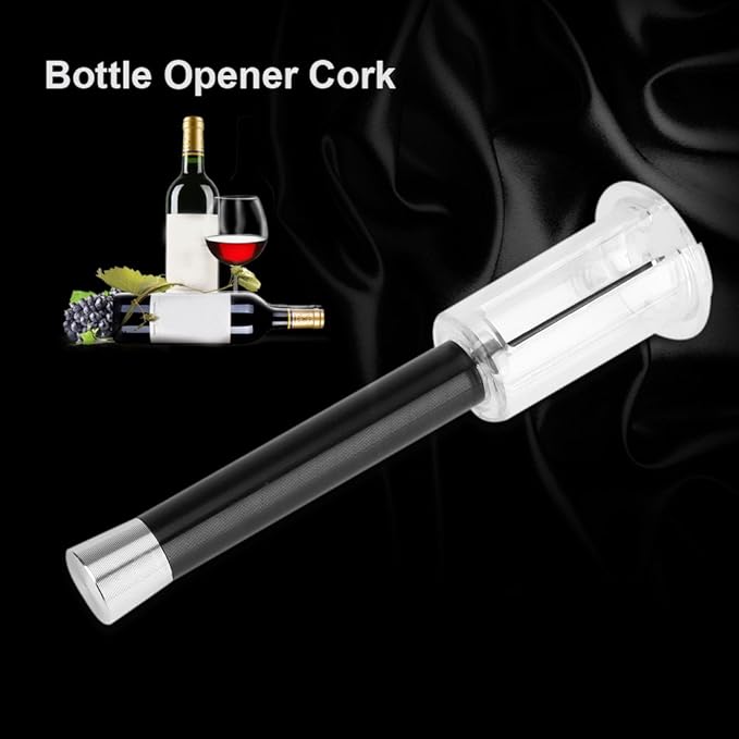 Air Pressure Wine Bottle Opener, Black Cork Remover Corkscrew Tool for Home Bar Restaurant, 1.97 x 7.68 Inch