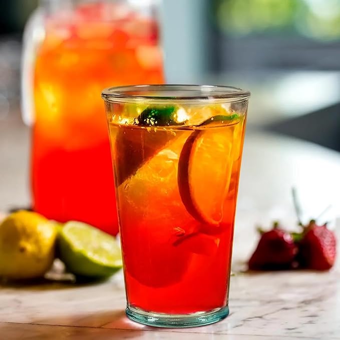 COURONNE CO. Clear Recycled Drinking Glass Tumbler, Perfect for Cocktails, Refreshments & Everyday Use, Restaurant Grade, Crafted without lead-based materials (10.1 Oz, Verra), Pack of 6