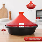 Moroccan Tagine for Cooking: Enameled Cast Iron Cooking Pot, Slow Cooker, Classic Kitchen Cookware, Tajine with Ceramic Cone-Shaped Closed Lid, 3.3 QT, Orange