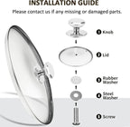 Glass Lid for Pots and Pans, 2 pcs Lids Set Cookware Cover Replacement 20 cm and 26 cm (8 In + 10.25 In)