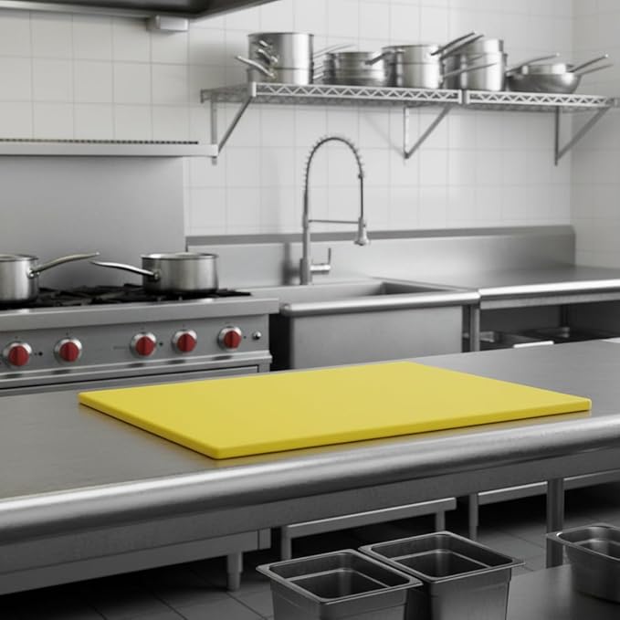 TrueCraftware- 24" X 18" X 1/2” Cutting Board for Kitchen Yellow Color Plastic- Commercial Plastic Chopping Board Anti Slip Surface Chopping Food Cutting Mat for Meat Vegetables Dishwasher Safe