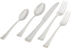 Lenox Silverware Set For 12, Portola 65-Piece Flatware Set with Serving Utensils, Service For 12, 18/10 Stainless Steel Flatware, Dishwasher Safe, Knives Spoons and Forks (Silver, 65 pieces)