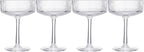 Khen Vintage Art Deco Shatterproof Coupe Martini, Champagne & Cocktail Glasses | Set of 4 | Acrylic Ribbed Glasses 8 oz Ripple Glassware Classic Cocktail Glassware Indoor & Outdoor, European Design