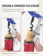 CORKAS Wine Key - Professional Handcrafted Heavy Duty Waiter Corkscrew, Compact Wine Opener with Double Hinged, Foil Cutter and Bottle Opener, Gifts for Servers, Sommelier, Bartenders - Blue
