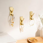 pickpiff Brushed Gold Self Adhesive Coat Hooks for Hanging: 13LB Extra Strong Stainless Wall Hook for Towel, Utensil, Backpack, Hat, Sturdy Metal Hanger for Bathroom, Kitchen, Door, 6-Pack