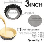 6 pcs Egg Tart Molds, 3" Mini Tart Pans Removable Bottom, Cupcake Cake Muffin Mold Tin Pan Baking Tool, Reusable Quiche Bakeware Carbon Steel for Pies, Quiche Bakeware, Cheese Cakes, Desserts