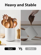 Utensil Holder, 6.7" Ceramic Kitchen Utensil Crock for Countertop Cooking, Modern Utensil Caddy Jar Organizer for Farmhouse Kitchen Counter Decor (White)