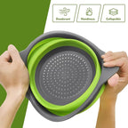 Silicone Colander Collapsible Strainers Set for Kitchen- 3 Pack (3Qt, 4Qt,5Qt) -Over Home Draining Basket, Food Vegetables & Fruits-Dishwasher Safe, BPA Free Space Saving Design (Green,Blue,Red)