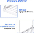 NiHome 4-Pack Stackable Plastic Kitchen Storage Shelf Foldable Rack - White Kitchen Cabinet Organizer and Storage Shelves Stackable Expandable Storage Racks for Counter Cabinet Pantry
