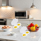 2 Pcs White Egg Poacher, Microwave Egg Boiler Poacher, 2 Cavity Nonstick Poached Egg Maker With Lid, Egg Poacher Microwave Egg Cooker, Double Drain Poached Egg Cups Cookware,Kitchen and Dining