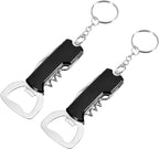 uxcell 2 Pcs Wine Opener, Bottle Opener Keychain, Durable Stainless Steel Waiter's Corkscrew, Compact All-In-One Home Bar Tool for Bar, Party, Wedding, Home, Travel, Black