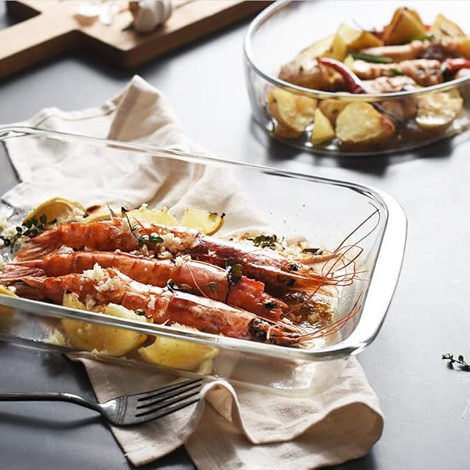 1.5-Quart Tempered Glass Oblong Baking Dishes, Set of 2