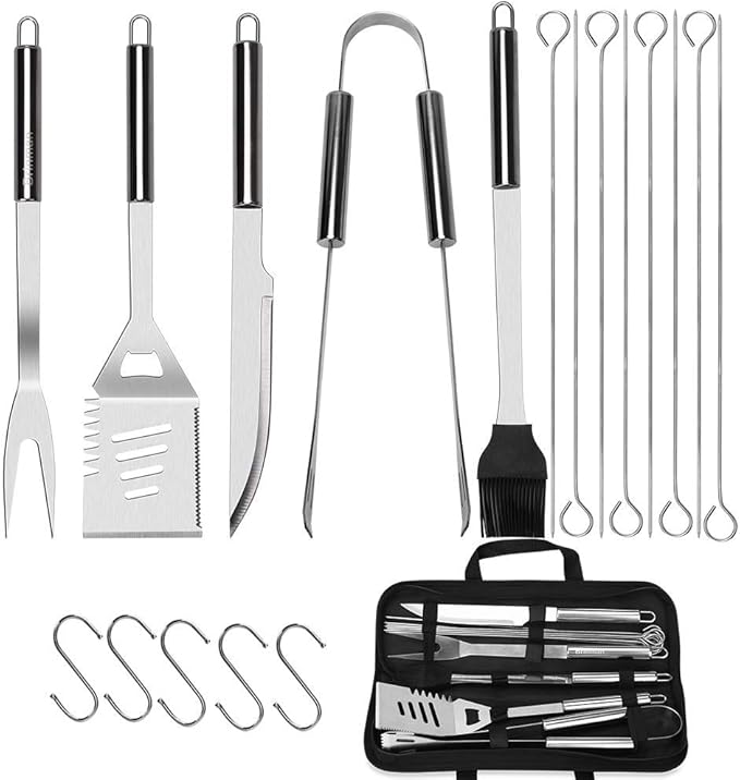 Brinman BBQ Tools & Grill Set, 19PCS Stainless Steel Grilling Accessories Kit in Case, Grill Utensil Set,Grill Sets for Men with Spatula, BBQ Gifts for Men, Women, Dad,Grills Tools.