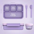 Caperci Bento Box Adult - 50 oz Large Lunch Containers for Adults and Teens, 4-Compartment Bento Lunch Box with Utensils & Leak Proof Sauce Cup, Dishwasher Safe, Durable, BPA-Free (Lavender)