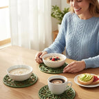 ME.FAN Trivets for Dishes/Pots/Pans, 3 Pcs Silicone Mats, Flexible/Durable/Non Slip Hot Pads to Protect Table and Counter Top (Olive Green)