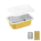 6" x 4" Heavy Duty Aluminum Foil Pans with Lids (5 Pack) | 2X Thicker Reusable Disposable Containers, 31oz Meal Prep Tins for Oven, Grill, Microwave, Freezer & Baking