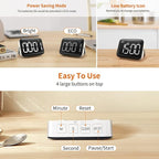 VOCOO Magnetic Kitchen Timer for Cooking with Count Up Countdown, Digital Timer Battery Powered with Large Display, 2 Brightness and Volume Levels for Classroom, Teacher, Kids