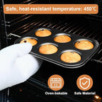 2 Packs Premium Steel Muffin Pan for Baking, Round Muffin Baking Pan, Baking Tray for Muffins, Cupcakes, Brownie(Black, 6 Cup)
