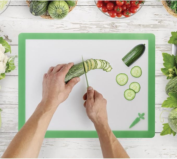 HIC Kitchen Flexible Cutting Board Mat Set, Color-Coded with Icons, Food-Grade Nonporous BPA-Free Plastic, Set of 4