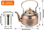 SANQIAHOME Antique 1.8L (60 Oz) Stainless Steel Teapot with Infuser Copper