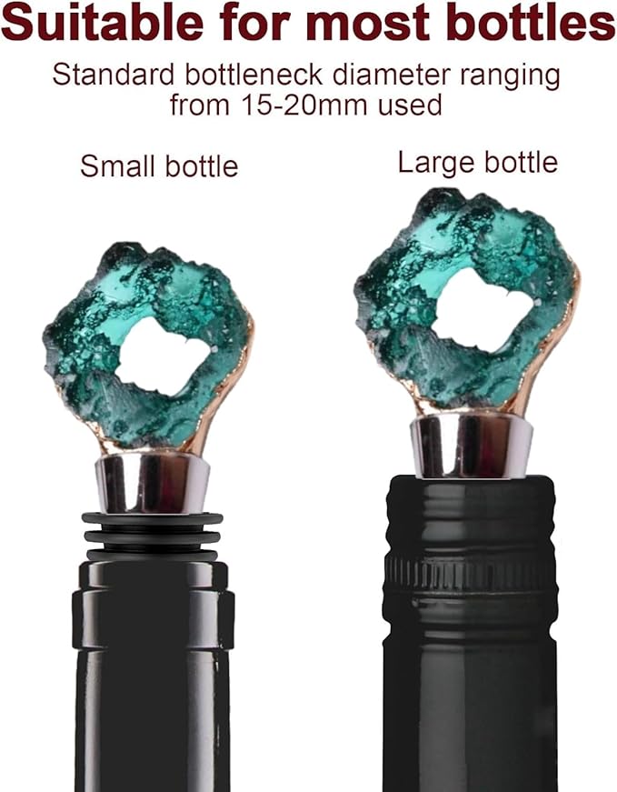 Decorative Wine Stopper Set of 2,Cool Wine Bottle Stoppers for Glass Bottles,Crystal Bottle Stopper Fits Standard Bottles,Fancy Decors Wine Tools (Brown Crystal)