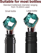 Decorative Wine Stopper Set of 2,Cool Wine Bottle Stoppers for Glass Bottles,Crystal Bottle Stopper Fits Standard Bottles,Fancy Decors Wine Tools (Brown Crystal)