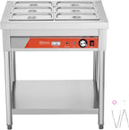 Happybuy 6-Pan Commercial Food Warmer, 1500W Electric Steam Table with Undershelf, Stainless Steel Buffet Server for Restaurants, Parties, and Hotels