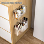 2PCS Cabinet Door Organizer,Self Adhesive Kitchen Cabinet Organizer,Cabinet Door Storage Box for Bathroom/Kitchen/Living room,Storage shelf rv must haves. (transparent)
