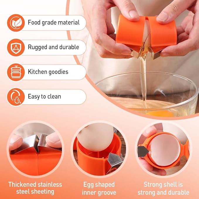 Egg Shell Opener, 2025 New Egg Cracker Tool for Raw Eggs, Stainless Eggs Peeling Tool Kitchen Gadgets, Eggshell Breaker for Hard Boiled Eggs (Yellow)