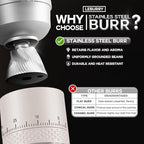 Burr Coffee Grinder - Portable Espresso Grinder with Stainless Steel Conical Mill for Travel, Camping - Cordless/Rechargeable Electric Coffee Bean Grinders with 38 Adjustable Grind Settings