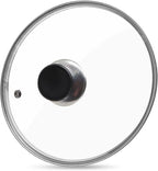 Glass Lid for Frying Pan Tempered Glass Pot Lid with Stainless Steel Rim for 8 Inch Frying Pan Wok Pot Skillet (8 Inch)