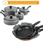 BYKITCHEN Larger & Thicker Pan Pot Protectors, Set of 12 and 3 Different Sizes, Felt Pan Separators, Gray Pot Dividers Protectors for Stacking and Protecting Your Cookware